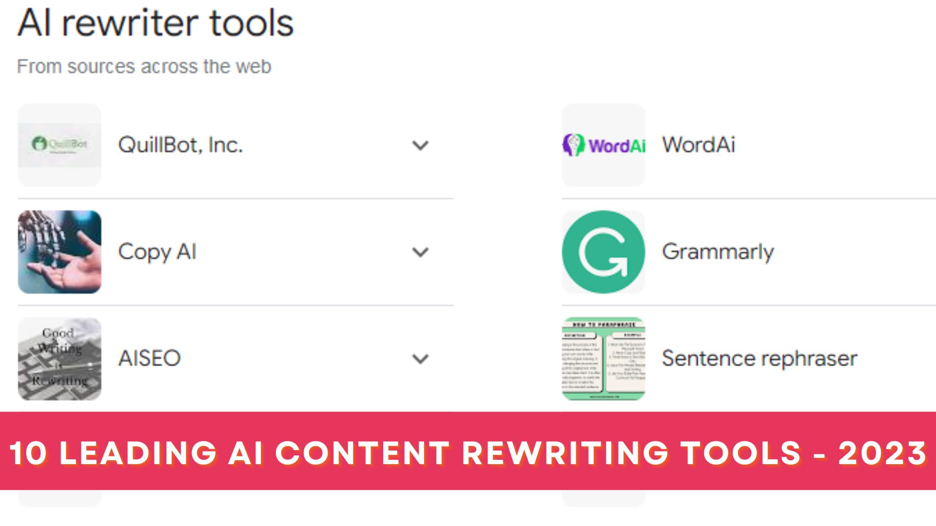 AI Content Rewriting Tools - A diverse lineup catering to various content needs in 2023